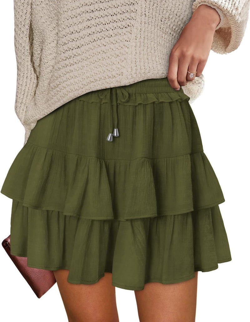 onlypuff Flowy Shorts for Women Ruffle Skorts Tiered Teen Girls Country Concert Outfits Golf Tennis Skort Under Sweater Skirt - Image 1